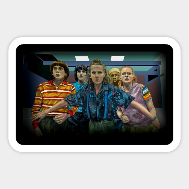 The Stranger Things Gang Sticker by Riffic Studios